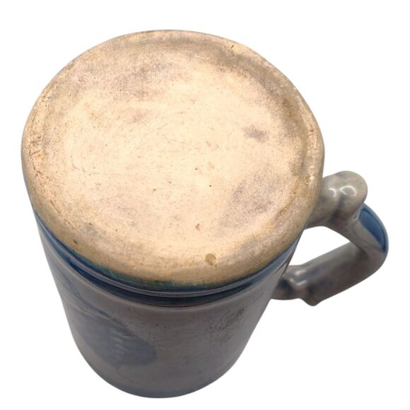 Vintage Art Pottery Coffee Mug Stein With Handle Blue Bird Tonala Mexico 4.5" - Picture 8 of 11